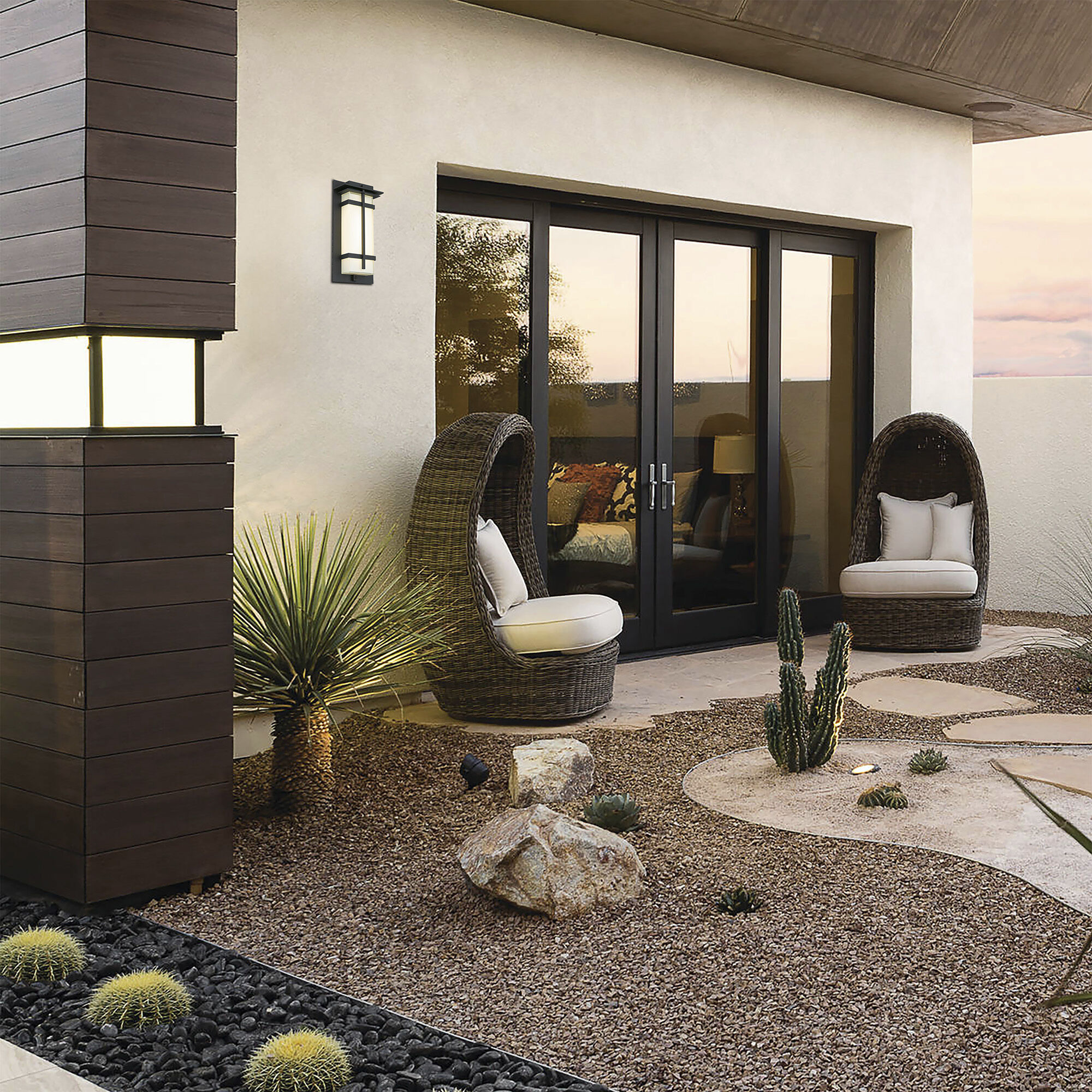 Frank LED 13.5 inch Sand Black Outdoor Wall Sconce